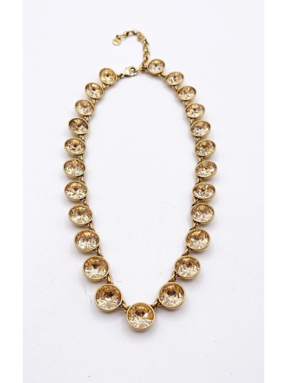 Stella & Dot Astor Sparkle Gold Tone Peach Crystal Rhinestone Statement Necklace